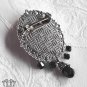 Gothic Pirate Skull Cameo Brooch Pin Steampunk Silver White Black Crystal P20
