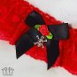 Gothic Skull Wedding Garter Punk Lace Leg Thigh Red Black Pink Purple Satin S15
