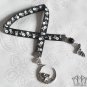 Gothic Skull Bat Moon Bookmark Ribbon Punk Pirate Crossbones Charm Black Beaded F11