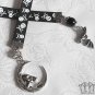 Gothic Skull Bat Moon Bookmark Ribbon Punk Pirate Crossbones Charm Black Beaded F11