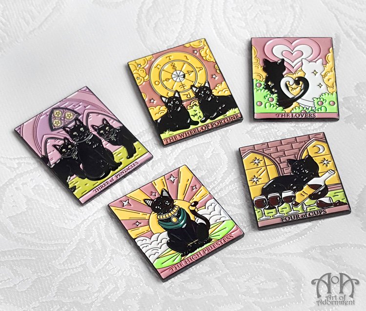 Mini Tarot Cards 5pc Fridge Magnet Set Gothic Black Cat Magic Occult Refrigerator F02