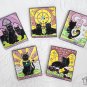 Mini Tarot Cards 5pc Fridge Magnet Set Gothic Black Cat Magic Occult Refrigerator F02