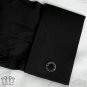 Black Silver Chain Edge Cufflinks Gothic Punk Metal Enamel Wedding Prom M21