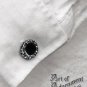 Black Silver Chain Edge Cufflinks Gothic Punk Metal Enamel Wedding Prom M21