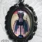 Corset Cameo Glass Pendant Necklace Gothic Punk Gunmetal Black Victorian D19C