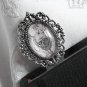 Glass Skull Cameo Bookmark Clip Metal Antiqued Silver Punk Victorian Gothic
