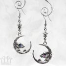 Skull Crescent Moon Earrings Crystal Rhinestone Gothic Punk Silver Star Charms E06