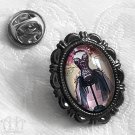 Gunmetal Black Corset Pin Glass Cameo Gothic Victorian Tack Brooch Lapel Clutch P83