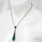 Green Crystal Gunmetal Pendant Necklace Dark Gothic Black Victorian Filigree D27