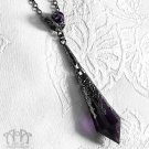Purple Crystal Gunmetal Pendant Necklace Dark Gothic Black Victorian Filigree D28