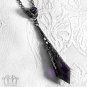 Purple Crystal Gunmetal Pendant Necklace Dark Gothic Black Victorian Filigree D28
