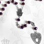Purple Ouija Rosary Necklace Crystal Star Moon Hamsa Hand Gothic Pendant D98