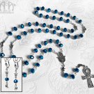 Long Blue Beaded Earrings Necklace Set Crystal Silver Star Moon Ankh Pendant D97S