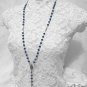 Long Blue Beaded Earrings Necklace Set Crystal Silver Star Moon Ankh Pendant D97S