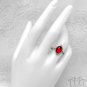 Adjustable Ring Red Oval Crystal Antiqued Silver Stainless Steel Victorian R17