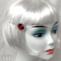 Red Crystal Hair Clip Vampire Gothic Bobby Pin Slide Barrette Silver Victorian H80