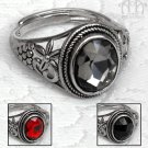 Adjustable Ring Oval Crystal Floral Red Grey Black Silver Victorian Unisex R18