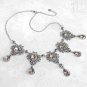 Crystal Rhinestone Necklace Victorian Silver Filigree Champagne Teardrop D33