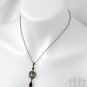 Bronze Black Bird Pendant Necklace Steampunk Victorian Antiqued Brass Heart D35