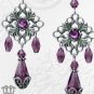 Black Purple Crystal Chandelier Earrings Rhinestone Silver Victorian Gothic E05