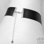 Grey Crystal Black Satin Choker Necklace Silver Glass Pendant Victorian Gothic C18