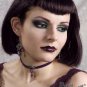 Purple Velvet Beaded Choker Necklace Victorian Gothic Ribbon Silver Filigree C47