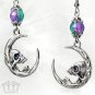 Skull Crescent Moon Earrings Glass Beaded Rhinestone Gothic Punk Silver E07