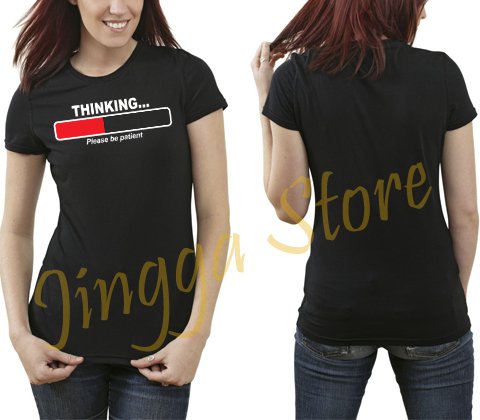 Thinking Please Be Patient Women's Black T Shirt