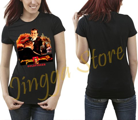 Goldfinger Bond 007 retro 70's 80's Women's Black T Shirt