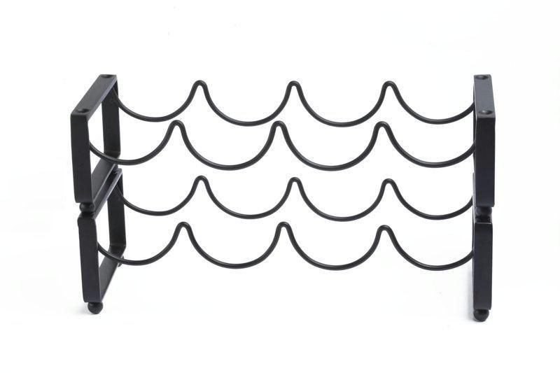 17.5 x 6.75 x 4.75 4 Bottle Matte Black Stackable Wine Rack Set of 2