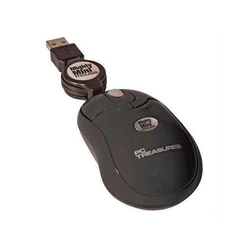 USB Mini Optical 3 btn. Scroll Wheel Mouse w/ Retractable Cord Black-MPN 7223