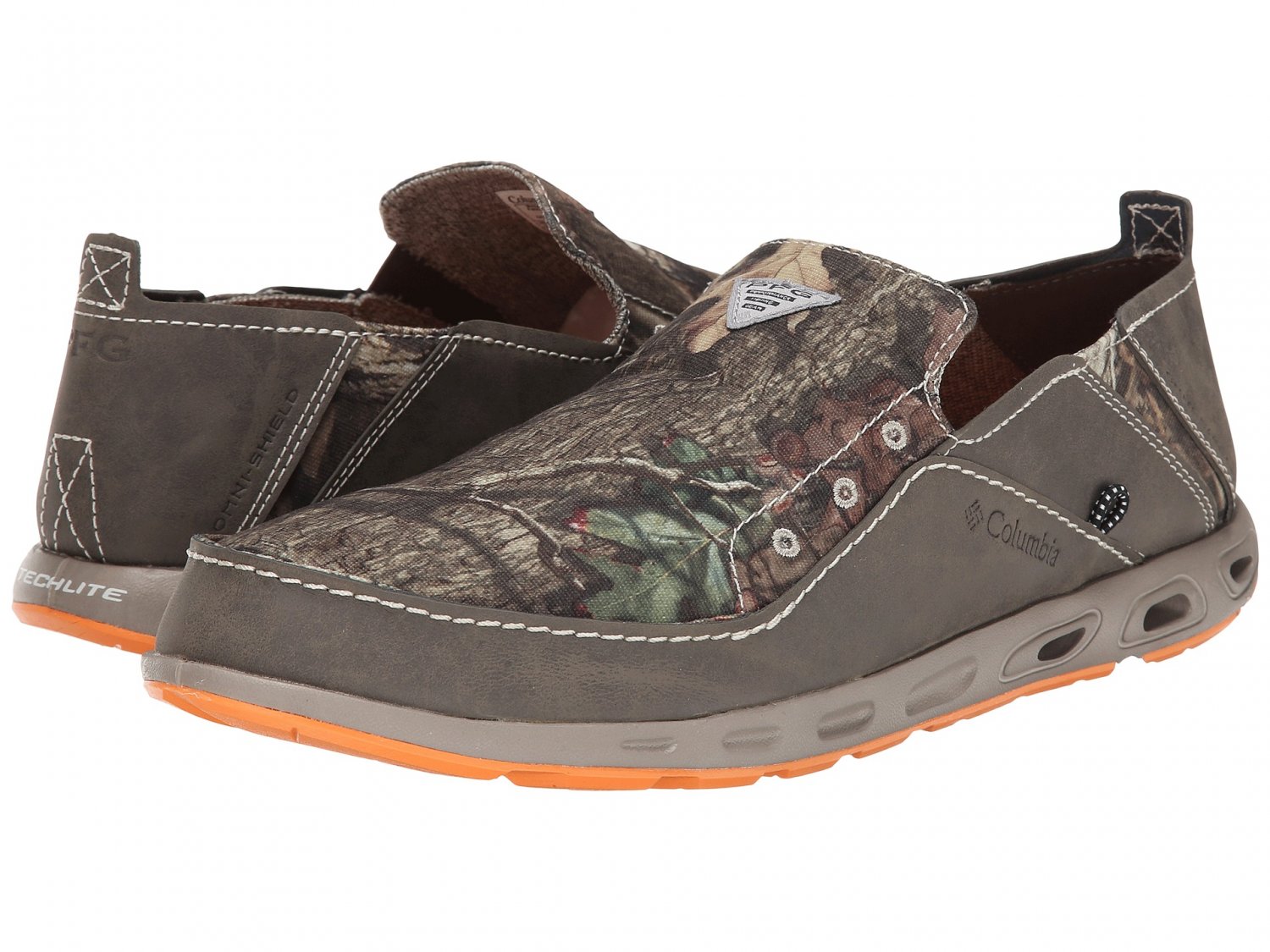 Columbia Men's Bahama Vent Camo PFG Boat Shoes Mossy Oak/Orange Blast ...