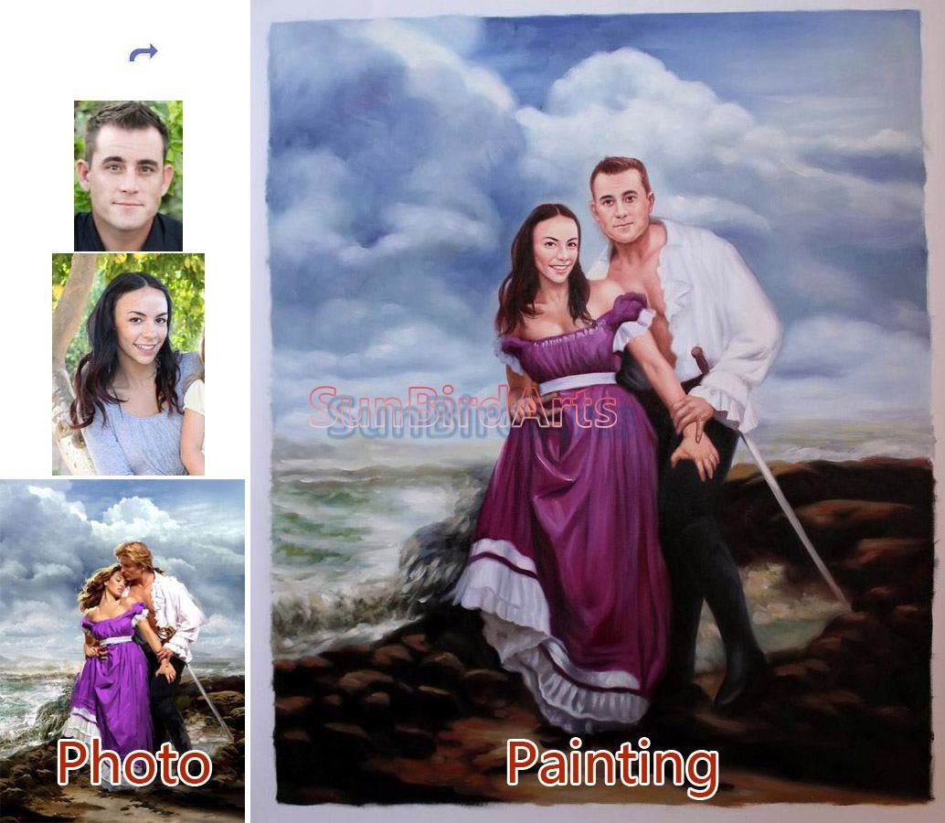 Oil Painting-Custom original oil portrait painting from your photos-Hand painted paintings on canvas