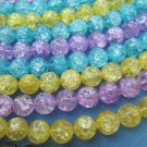 2strands 10mm AA grade genuine rock crystal quartz round ball cracked sapphire  blue mixed bead