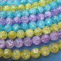 2strands 10mm AA grade genuine rock crystal quartz round ball cracked sapphire  blue mixed bead