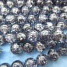 2strands 12mm AA grade genuine rock crystal quartz round ball cracked sapphire  blue mixed bead