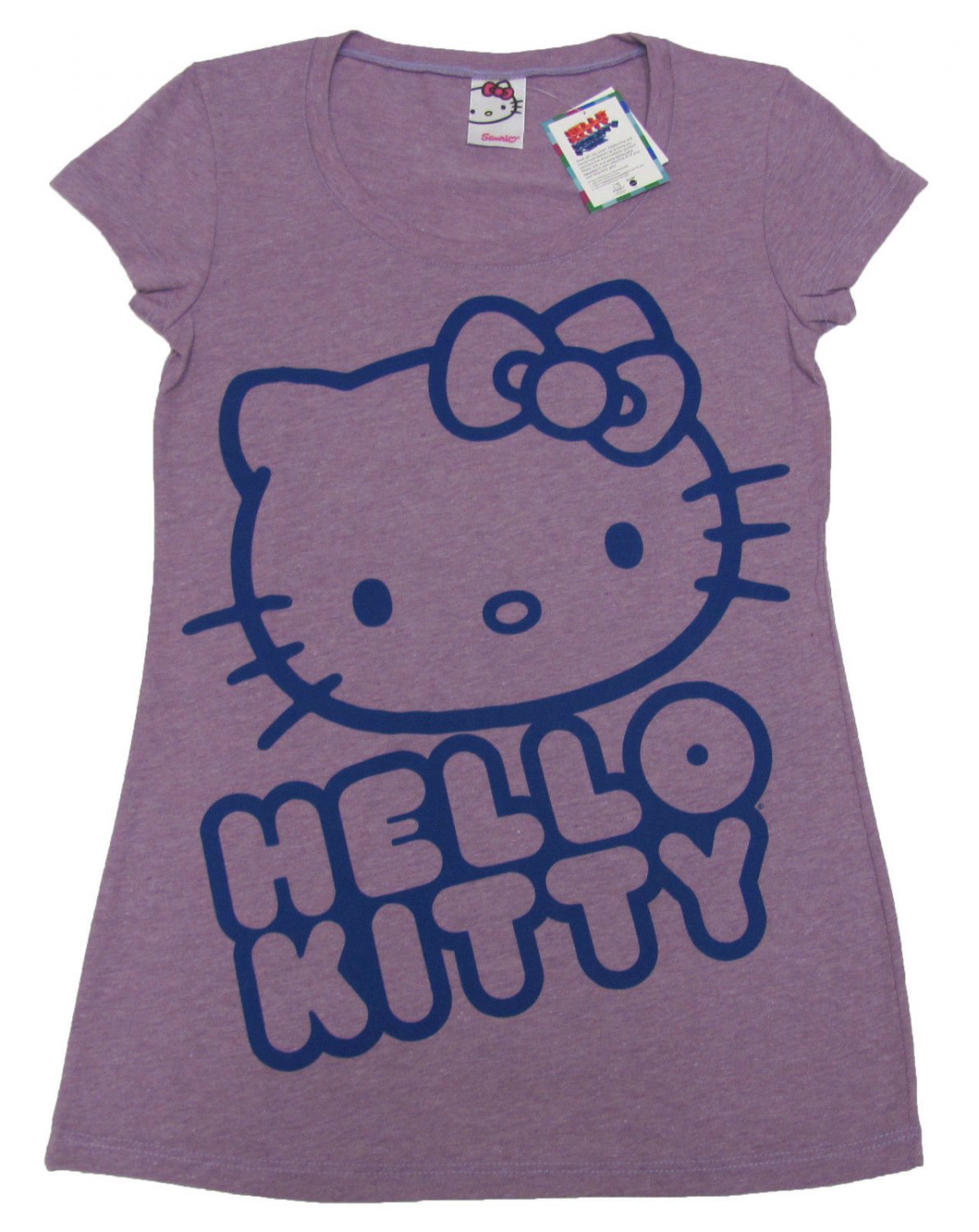 Hello Kitty Juniors M Purple Tee Shirt Scoopneck T-shirt with Blue ...