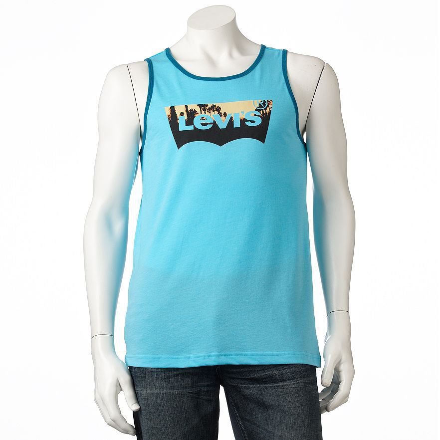 Levis Mens S Haas Tank Top Blue Sleeveless Shirt Levi's New