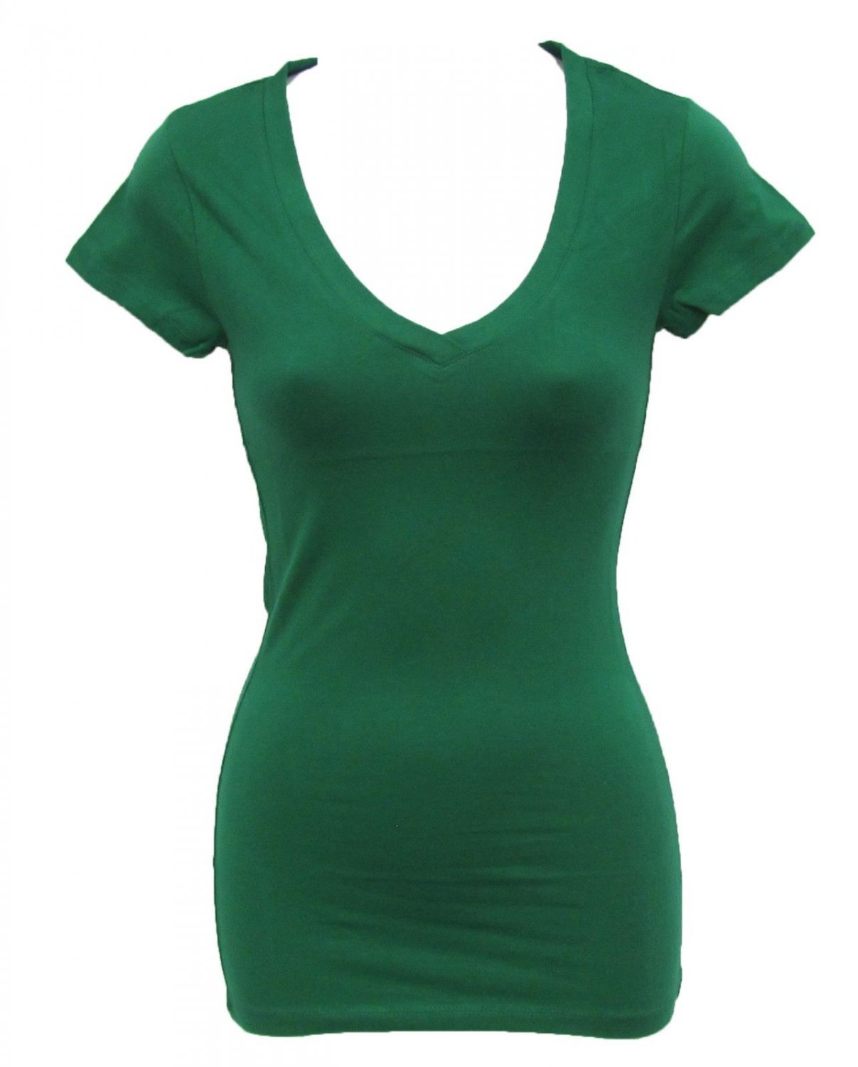 Athletic Basix L Vneck Tee Shirt Dark Green Basic Tshirt with Cap