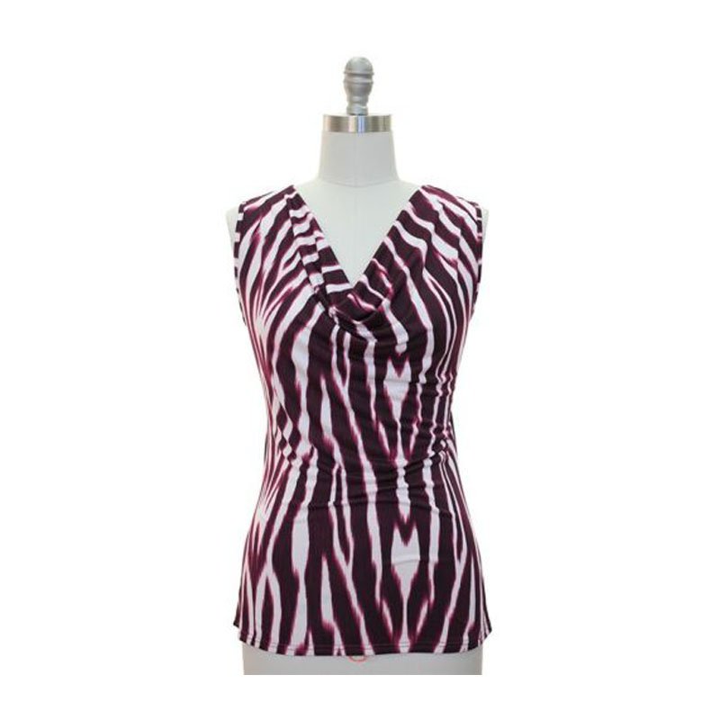jon & anna 1X Red Cowl Neck Top Womens Zebra Print Sleeveless Blouse Shirt New 5528
