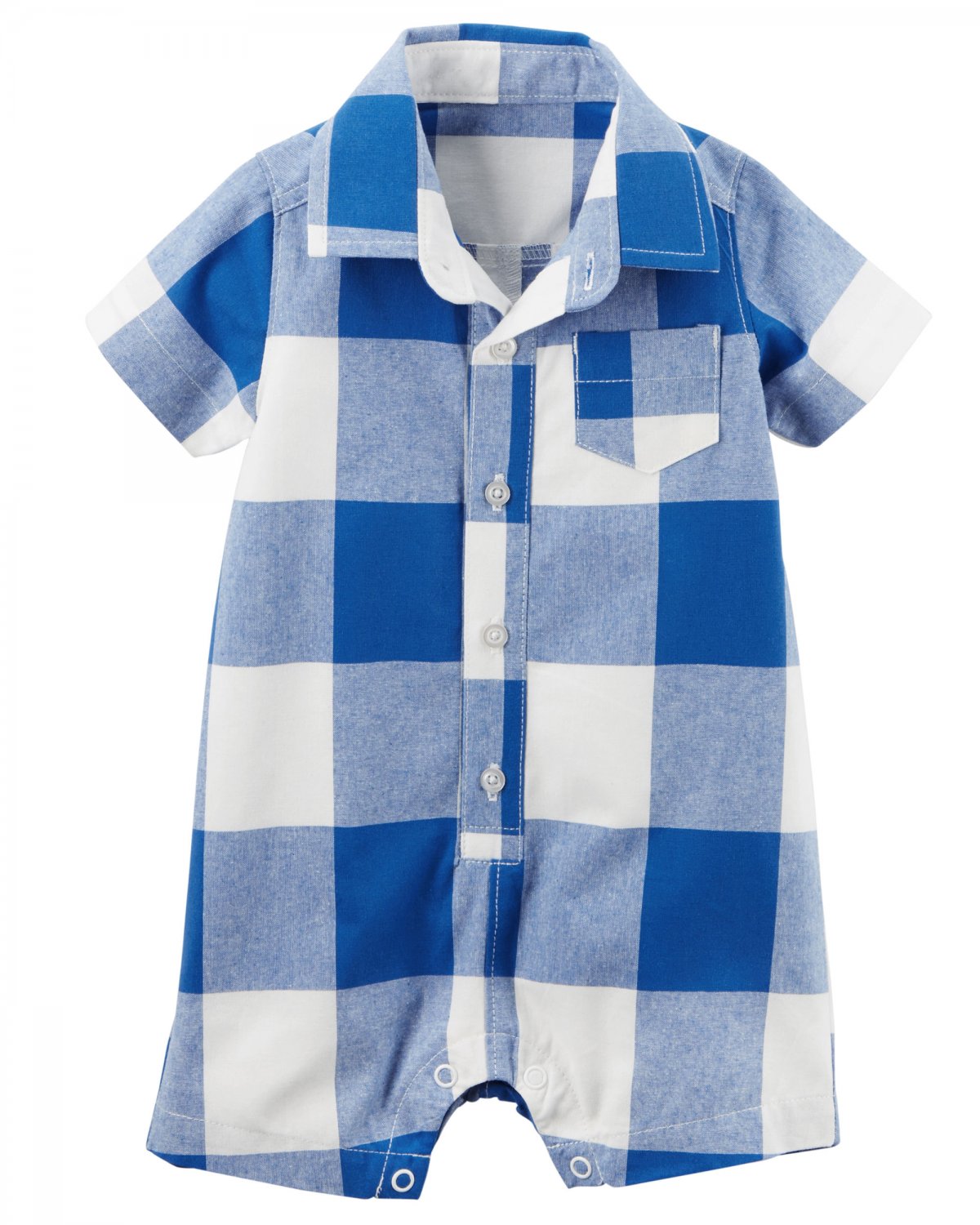 Carters Buffalo Check Romper Blue White Plaid Baby Boys 6 Months Carter's OnePiece