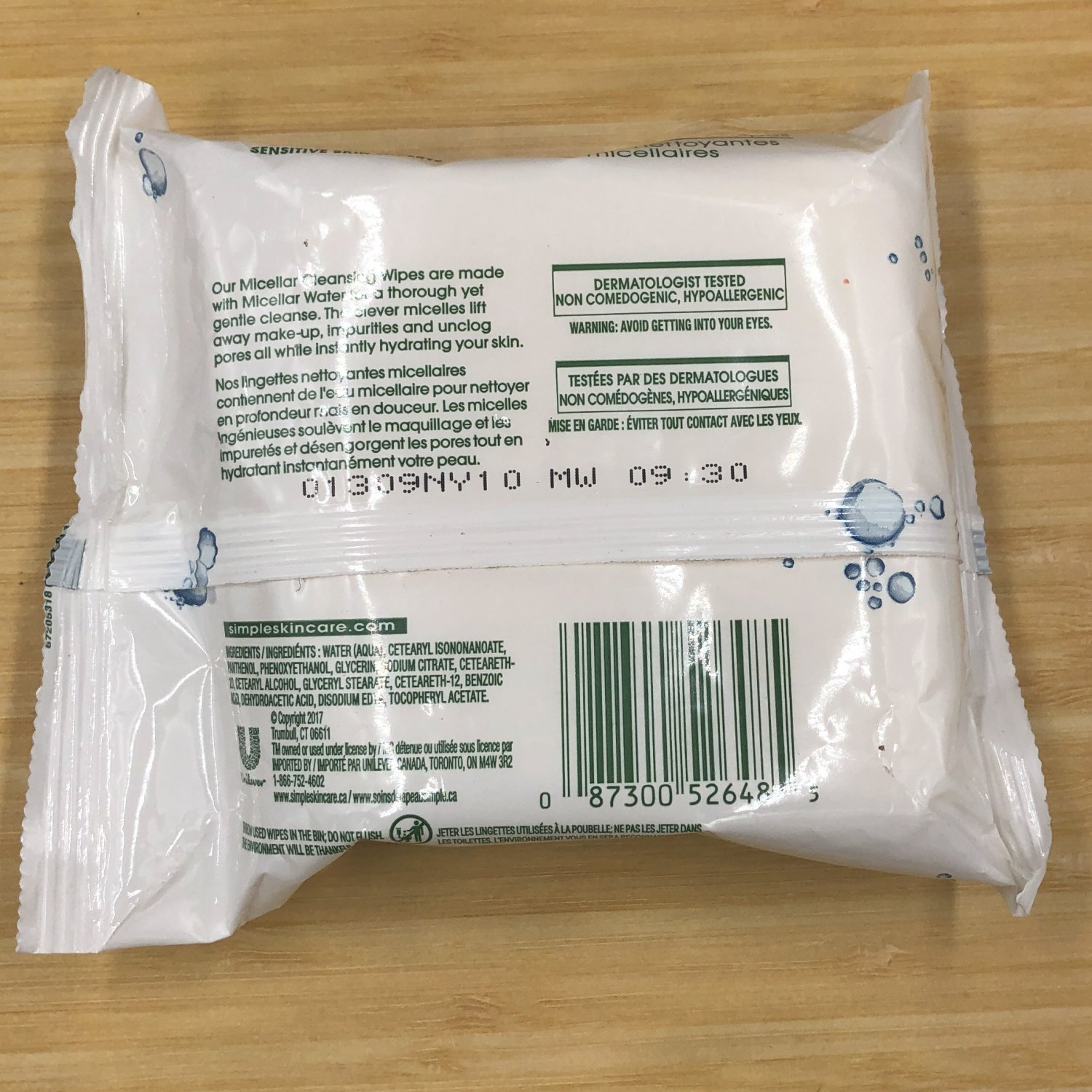 Simple Micellar Cleansing Wipes Makeup Remover Cloths