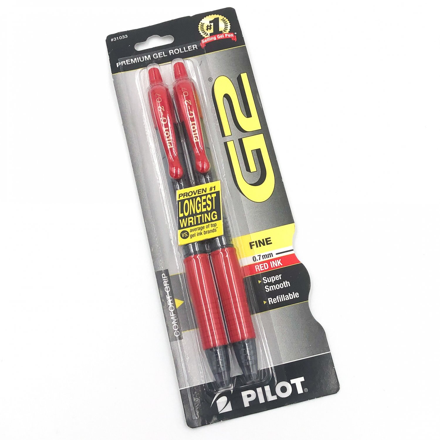 Pilot G2 Retractable Rolling Ball Gel Pen 2-pack Red