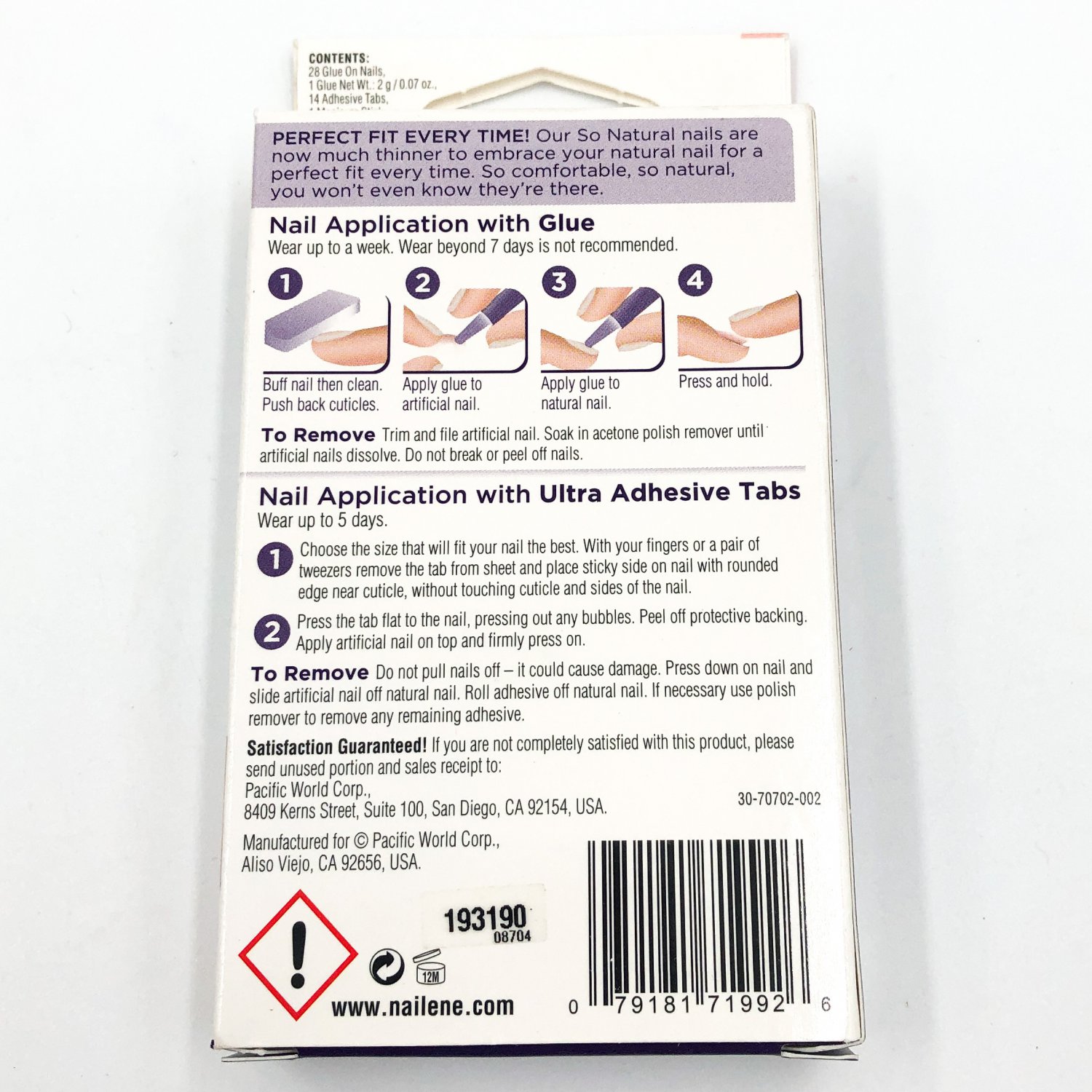 Nailene So Natural Acrylic Nails Kit Everyday French 71992 Short Pink