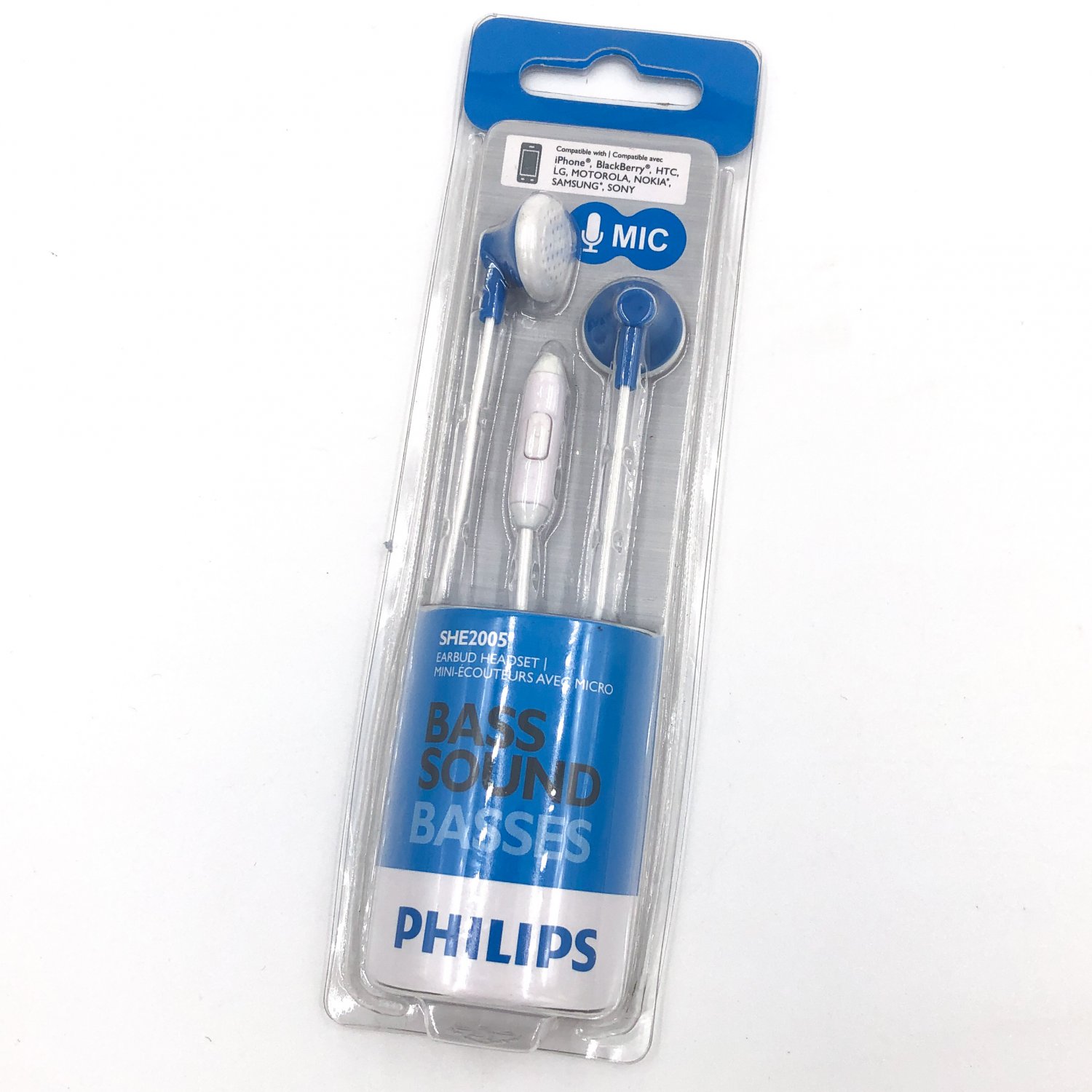 Philips Bass Sound Earbuds In-Ear Headphones White/Blue
