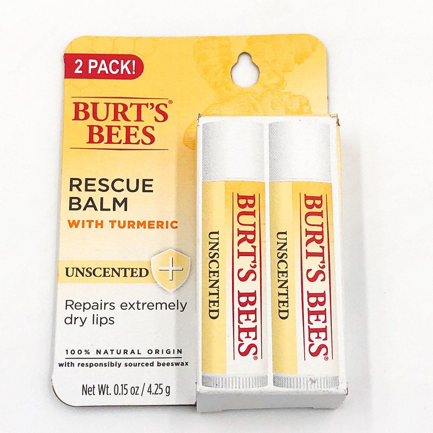 Burts Bees Rescue Balm Unscented with Turmeric Twinpack