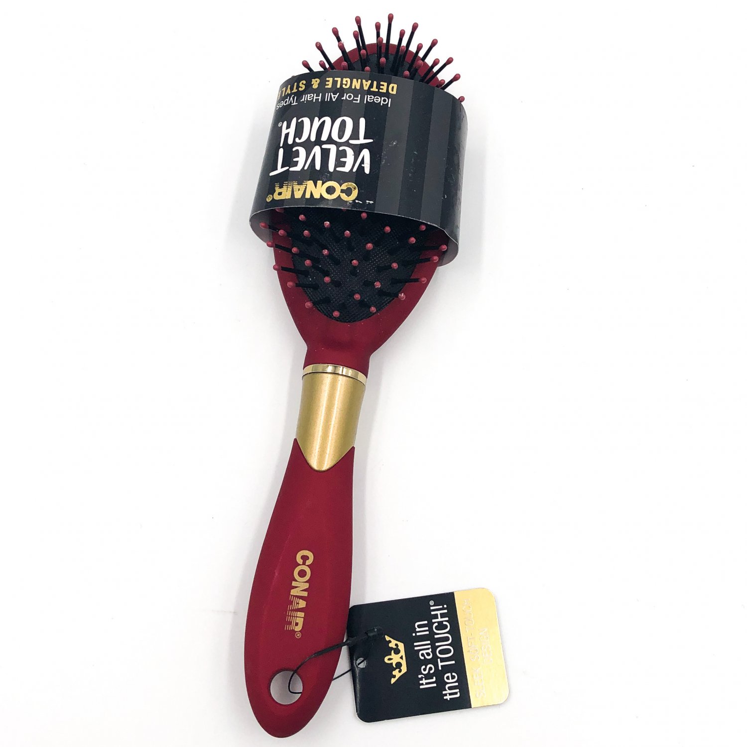 Conair Velvet Touch Brush Cushion Base Red