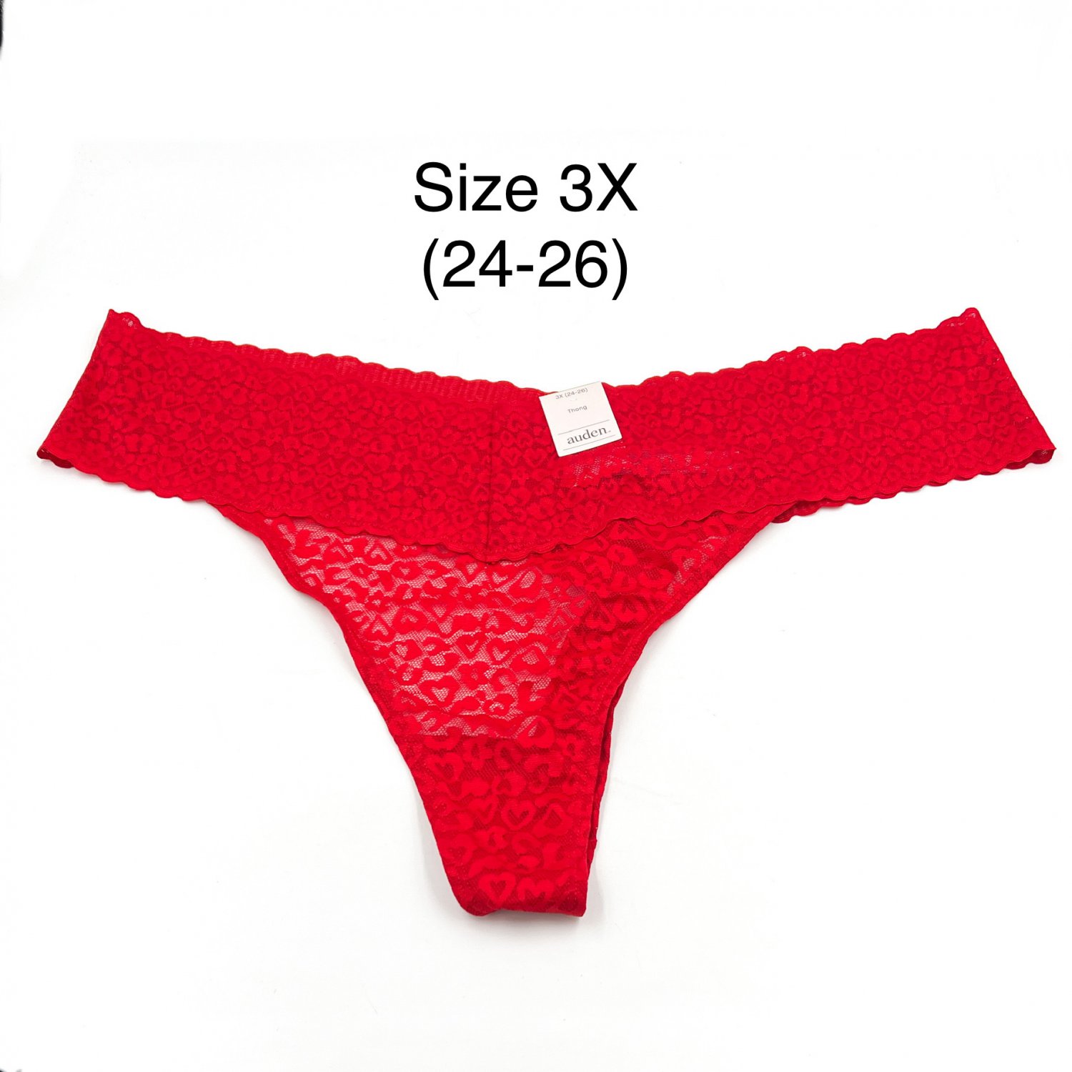auden Red Sheer Lace Thong Underwear size 3X Womens