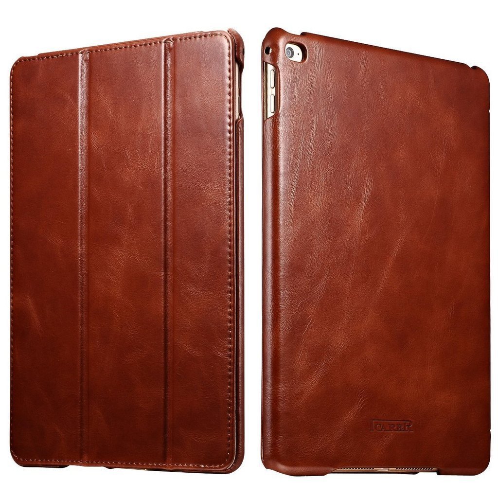 iPad Air 2 & iPad 6 Vintage Genuine Leather Folio Flip Protective Case with Auto Sleep /Wake (Brown)