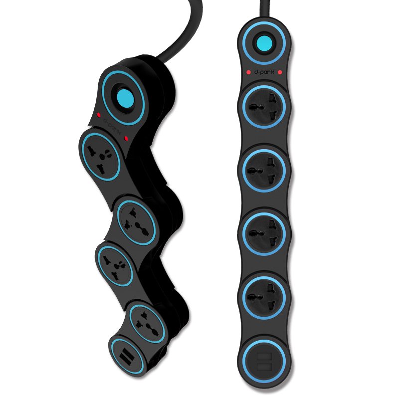 d-park International Standard Four Three-pin Sockets (Blue)